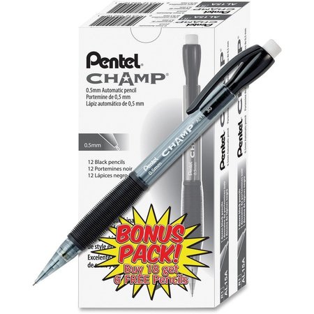 PENTEL Mechanical Pencil, 0.5mm Lead, 24/PK, Black PENAL15ASW2